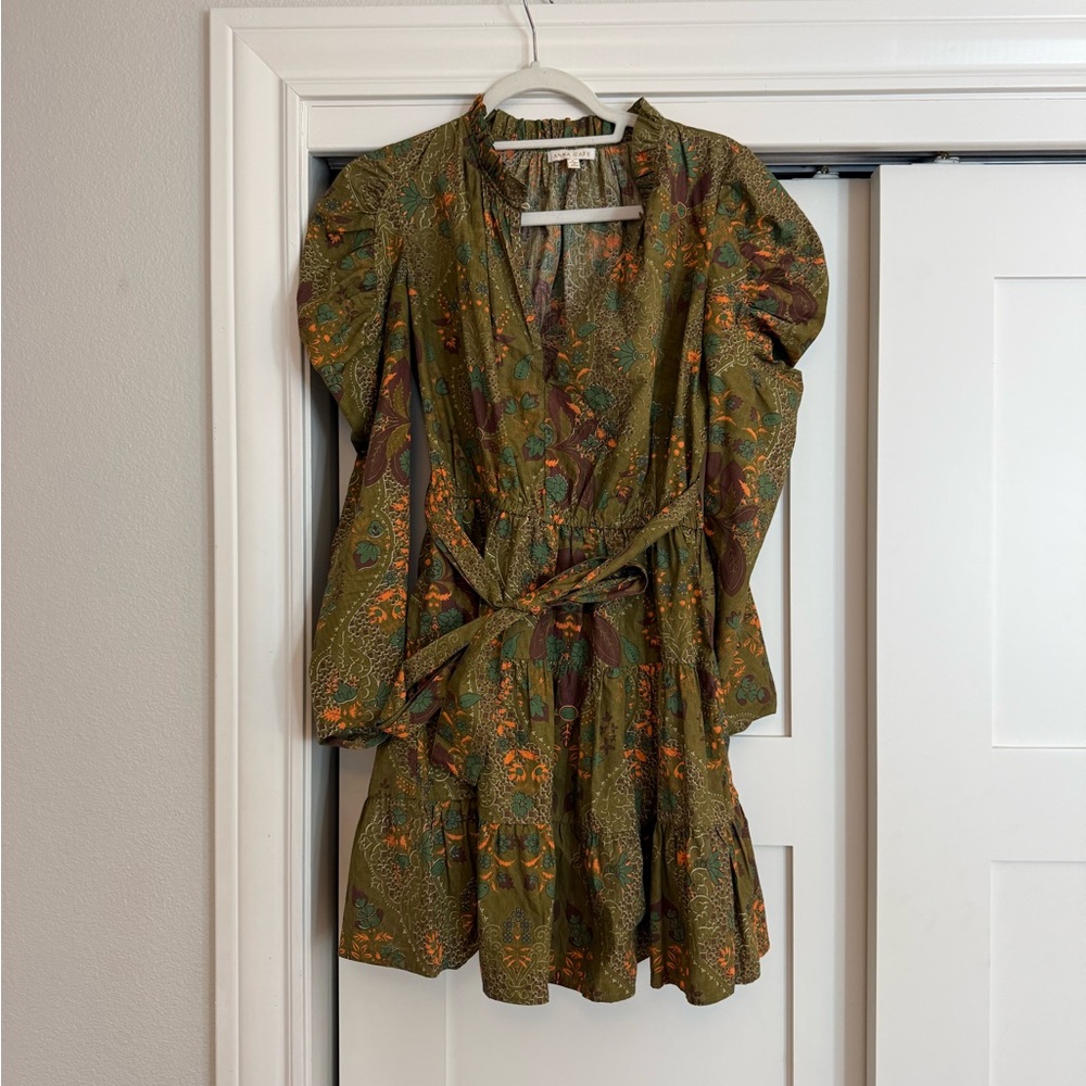 Anna Cate Floral Green and Orange Dress